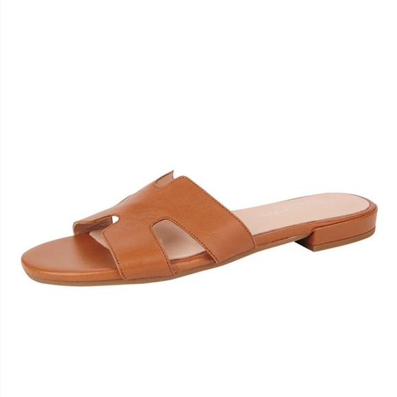 hallie flat sandal - “Luggage Leather” - Picture 1 of 5